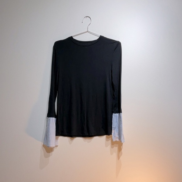 Abound Boat Neck, Bell Striped Sleeve Long Sleeve Shirt. Size XS. Soft Fabric - Picture 2 of 12